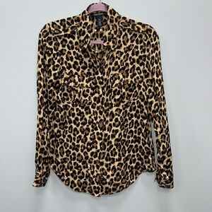 WHBM cheetah print silk blouse